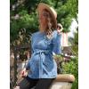 Ekouaer Women’s Maternity Shirts Long Sleeve Pregnancy Tops Casual Ribbed Knit Winter Pregnant Blouses(Navy Blue)