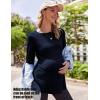 Ekouaer Women’s Maternity Shirts Long Sleeve Pregnancy Tops Casual Ribbed Knit Winter Pregnant Blouses(Navyblue)