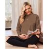 Ekouaer Women’s Maternity Shirts Long Sleeve Split Side Pregnancy Tee Top Tunic Blouse Casual Mama Clothes(Brown 1)