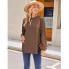 Ekouaer Women’s Maternity Shirts Long Sleeve Split Side Pregnancy Tee Top Tunic Blouse Casual Mama Clothes(Brown 1)