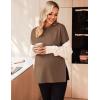 Ekouaer Women’s Maternity Shirts Long Sleeve Split Side Pregnancy Tee Top Tunic Blouse Casual Mama Clothes(Brown 1)