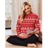 Ekouaer Women’s Maternity Shirts Long Sleeve Split Side Pregnancy Tee Top Tunic Blouse Casual Mama Clothes(Christmas)