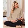 Ekouaer Women’s Maternity Shirts Long Sleeve Split Side Pregnancy Tee Top Tunic Blouse Casual Mama Clothes(Khaki 1)