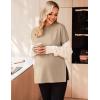 Ekouaer Women’s Maternity Shirts Long Sleeve Split Side Pregnancy Tee Top Tunic Blouse Casual Mama Clothes(Khaki 1)