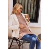 Ekouaer Women’s Maternity Shirts Long Sleeve Split Side Pregnancy Tee Top Tunic Blouse Casual Mama Clothes(Khaki)