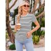 Ekouaer Womens Maternity Shirts Short Sleeve 3 Packs Crew Neck Pregnancy Tee Tops Tunic Blouse Soft Mama Clothes S-XXL(3pcs Black / Grey / White Stripe)