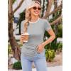 Ekouaer Womens Maternity Shirts Short Sleeve 3 Packs Crew Neck Pregnancy Tee Tops Tunic Blouse Soft Mama Clothes S-XXL(3pcs Burgundy Red / Light Green / Grey Stripe)