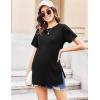 Ekouaer Women’s Maternity Shirts Short Sleeve Pregnancy Tops Blouses Split Side Casual Crewneck Pregnant Tunic Tee(Black)