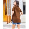 Ekouaer Women’s Maternity Shirts Short Sleeve Pregnancy Tops Blouses Split Side Casual Crewneck Pregnant Tunic Tee(Brown)