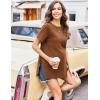 Ekouaer Women’s Maternity Shirts Short Sleeve Pregnancy Tops Blouses Split Side Casual Crewneck Pregnant Tunic Tee(Brown)