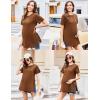 Ekouaer Women’s Maternity Shirts Short Sleeve Pregnancy Tops Blouses Split Side Casual Crewneck Pregnant Tunic Tee(Brown)