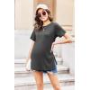 Ekouaer Women’s Maternity Shirts Short Sleeve Pregnancy Tops Blouses Split Side Casual Crewneck Pregnant Tunic Tee(Deep Grey)