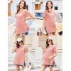 Ekouaer Women’s Maternity Shirts Short Sleeve Pregnancy Tops Blouses Split Side Casual Crewneck Pregnant Tunic Tee(Pink)