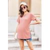Ekouaer Women’s Maternity Shirts Short Sleeve Pregnancy Tops Blouses Split Side Casual Crewneck Pregnant Tunic Tee(Pink)