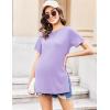 Ekouaer Women’s Maternity Shirts Short Sleeve Pregnancy Tops Blouses Split Side Casual Crewneck Pregnant Tunic Tee(Purple)