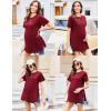 Ekouaer Women’s Maternity Shirts Short Sleeve Pregnancy Tops Blouses Split Side Casual Crewneck Pregnant Tunic Tee(Wine Red)