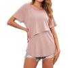 Ekouaer Women’s Maternity Shirts Short Sleeves Nursing Tops 3 Pack Double Laye Breastfeeding Tees Pregnancy Clothes S-XXL(3pcs- Black + Army Green + Dirty Pink)