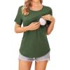 Ekouaer Women’s Maternity Shirts Short Sleeves Nursing Tops 3 Pack Double Laye Breastfeeding Tees Pregnancy Clothes S-XXL(3pcs- Black + Army Green + Red)