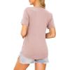 Ekouaer Women’s Maternity Shirts Short Sleeves Nursing Tops 3 Pack Double Laye Breastfeeding Tees Pregnancy Clothes S-XXL(3pcs- Black + Caramel + Dirty Pink)