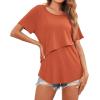 Ekouaer Women’s Maternity Shirts Short Sleeves Nursing Tops 3 Pack Double Laye Breastfeeding Tees Pregnancy Clothes S-XXL(3pcs- Black + Caramel + Dirty Pink)