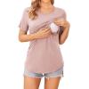Ekouaer Women’s Maternity Shirts Short Sleeves Nursing Tops 3 Pack Double Laye Breastfeeding Tees Pregnancy Clothes S-XXL(3pcs- Black + Dirty Pink + Dark Gray)