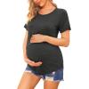 Ekouaer Women’s Maternity Shirts Short Sleeves Nursing Tops 3 Pack Double Laye Breastfeeding Tees Pregnancy Clothes S-XXL(3pcs- Black + Dirty Pink + Dark Gray)