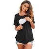 Ekouaer Women’s Maternity Shirts Short Sleeves Nursing Tops 3 Pack Double Laye Breastfeeding Tees Pregnancy Clothes S-XXL(3pcs- Black + Khaki + Army Green)