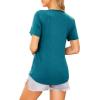 Ekouaer Women’s Maternity Shirts Short Sleeves Nursing Tops 3 Pack Double Laye Breastfeeding Tees Pregnancy Clothes S-XXL(3pcs- Black + Lake Green + Teal)