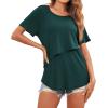 Ekouaer Women’s Maternity Shirts Short Sleeves Nursing Tops 3 Pack Double Laye Breastfeeding Tees Pregnancy Clothes S-XXL(3pcs- Black + Light Gray + Lake Green)