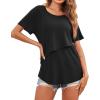 Ekouaer Women’s Maternity Shirts Short Sleeves Nursing Tops 3 Pack Double Laye Breastfeeding Tees Pregnancy Clothes S-XXL(3pcs- Black + Medium Gray + Lake Green)