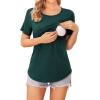 Ekouaer Women’s Maternity Shirts Short Sleeves Nursing Tops 3 Pack Double Laye Breastfeeding Tees Pregnancy Clothes S-XXL(3pcs- Black + Medium Gray + Lake Green)