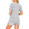 Ekouaer Women’s Maternity Shirts Short Sleeves Nursing Tops 3 Pack Double Laye Breastfeeding Tees Pregnancy Clothes S-XXL(3pcs- Deep Grey + Floral Grey + Stripe Black & White)