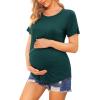 Ekouaer Women’s Maternity Shirts Short Sleeves Nursing Tops 3 Pack Double Laye Breastfeeding Tees Pregnancy Clothes S-XXL(3pcs- Red + Lake Green + Blue Green)