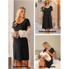 Ekouaer Women’s Nursing Dress Summer Short Sleeve Patchwork Maternity Breastfeeding Knee Length Dress(Black)