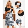Ekouaer Women’s Nursing Dress Summer Short Sleeve Patchwork Maternity Breastfeeding Knee Length Dress(Black-floral Grey)