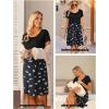 Ekouaer Women’s Nursing Dress Summer Short Sleeve Patchwork Maternity Breastfeeding Knee Length Dress(Black-floral White)