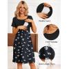 Ekouaer Women’s Nursing Dress Summer Short Sleeve Patchwork Maternity Breastfeeding Knee Length Dress(Black-floral White)