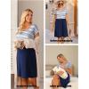 Ekouaer Women’s Nursing Dress Summer Short Sleeve Patchwork Maternity Breastfeeding Knee Length Dress(Navy-navy Stripe)