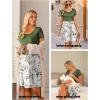 Ekouaer Women’s Nursing Dress Summer Short Sleeve Patchwork Maternity Breastfeeding Knee Length Dress(White-green Leaf)