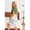 Ekouaer Women’s Nursing Dress Summer Short Sleeve Patchwork Maternity Breastfeeding Knee Length Dress(White-green Leaf)