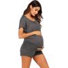 Ekouaer Womens Nursing Pajamas Maternity Breastfeeding Pjs Sleepwear Layer Soft Postpartum Lounge Set Pregnancy Clothes(A Dark Grey)