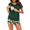 Ekouaer Womens Nursing Pajamas Maternity Breastfeeding Pjs Sleepwear Layer Soft Postpartum Lounge Set Pregnancy Clothes(A Floral Dark Green)