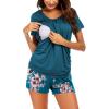 Ekouaer Womens Nursing Pajamas Maternity Breastfeeding Pjs Sleepwear Layer Soft Postpartum Lounge Set Pregnancy Clothes(A Floral Teal)