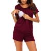 Ekouaer Womens Nursing Pajamas Maternity Breastfeeding Pjs Sleepwear Layer Soft Postpartum Lounge Set Pregnancy Clothes(A Wine Red)
