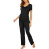 Ekouaer Womens Nursing Pajamas Maternity Breastfeeding Pjs Sleepwear Layer Soft Postpartum Lounge Set Pregnancy Clothes(B Black)