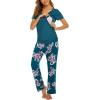 Ekouaer Womens Nursing Pajamas Maternity Breastfeeding Pjs Sleepwear Layer Soft Postpartum Lounge Set Pregnancy Clothes(B Floral Teal)