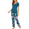 Ekouaer Womens Nursing Pajamas Maternity Breastfeeding Pjs Sleepwear Layer Soft Postpartum Lounge Set Pregnancy Clothes(B Floral Teal)