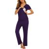 Ekouaer Womens Nursing Pajamas Maternity Breastfeeding Pjs Sleepwear Layer Soft Postpartum Lounge Set Pregnancy Clothes(B Purple)