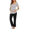 Ekouaer Womens Nursing Pajamas Maternity Breastfeeding Pjs Sleepwear Layer Soft Postpartum Lounge Set Pregnancy Clothes(B White Stripe)