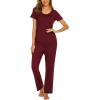 Ekouaer Womens Nursing Pajamas Maternity Breastfeeding Pjs Sleepwear Layer Soft Postpartum Lounge Set Pregnancy Clothes(B Wine Red)